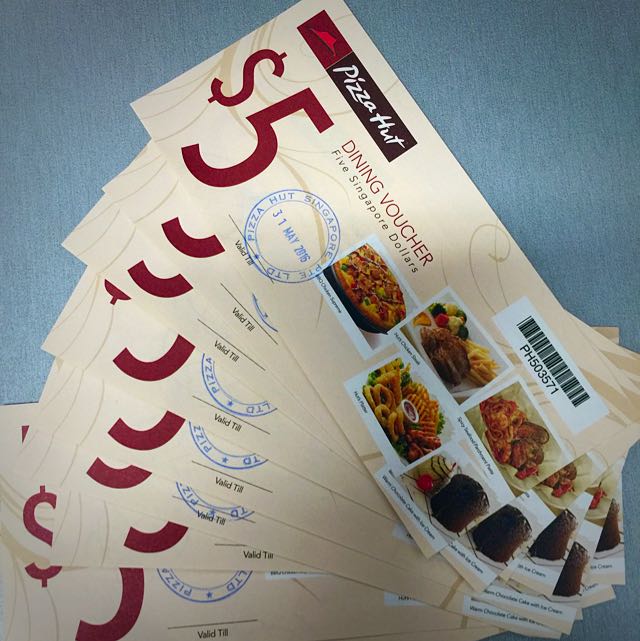 Pizza Hut Vouchers 10 X 5, Tickets & Vouchers, Vouchers on Carousell