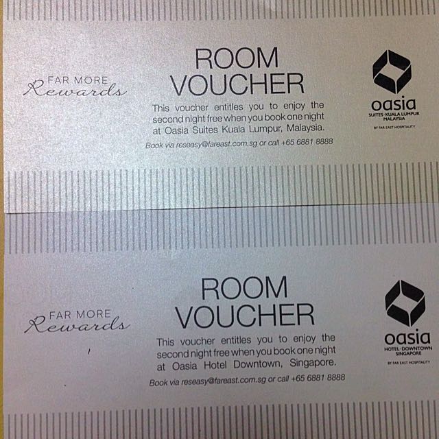 Room voucher Oasia Hotel, Entertainment on Carousell