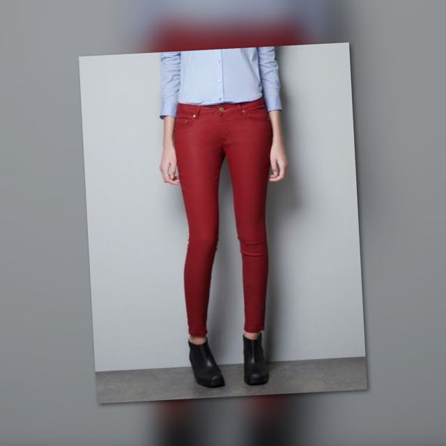 red coated jeans womens
