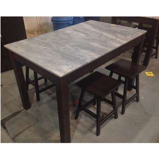 Wooden Marble Rectangle Tables & Chairs
