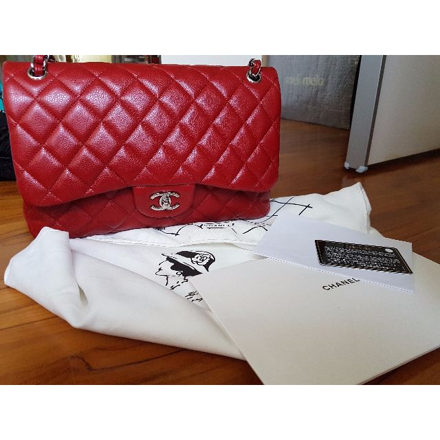 Chanel Classic Flap 12A Red Jumbo Caviar SHW Luxury on Carousell