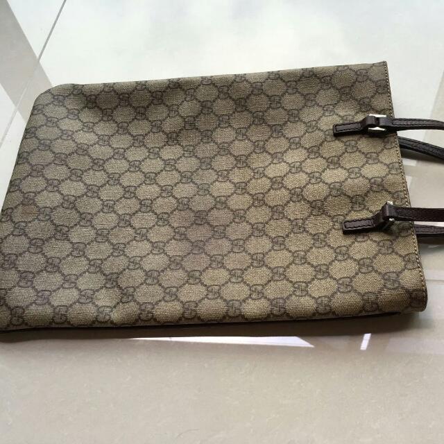 Authentic Gucci Hand Bag GG Pattern Leather 117551 002122