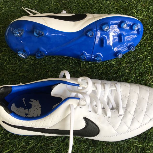 Nike Tempo White Blue Soccer Boots 