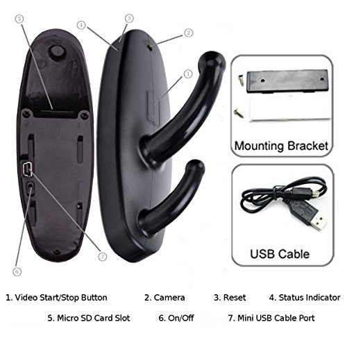 Clothes Hook Spy Hidden Pinhole Camera Motion Detect, Furniture