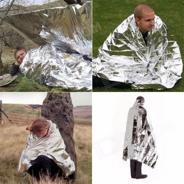SILVER Emergency Rescue Thermal Blanket nasa heat warm wrap camping