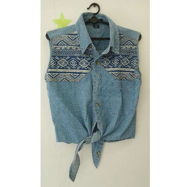 Jeans material sleeveless top (new