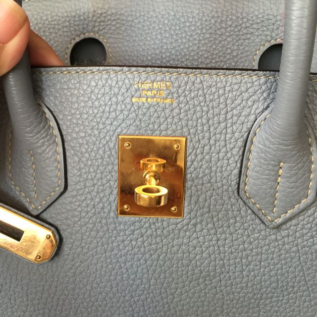 Hermes Birkin bag 30 Blue lin Togo leather Gold hardware