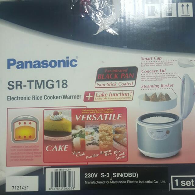 Panasonic Electronic Rice Cooker/Warmer SRTMG18, TV & Home Appliances