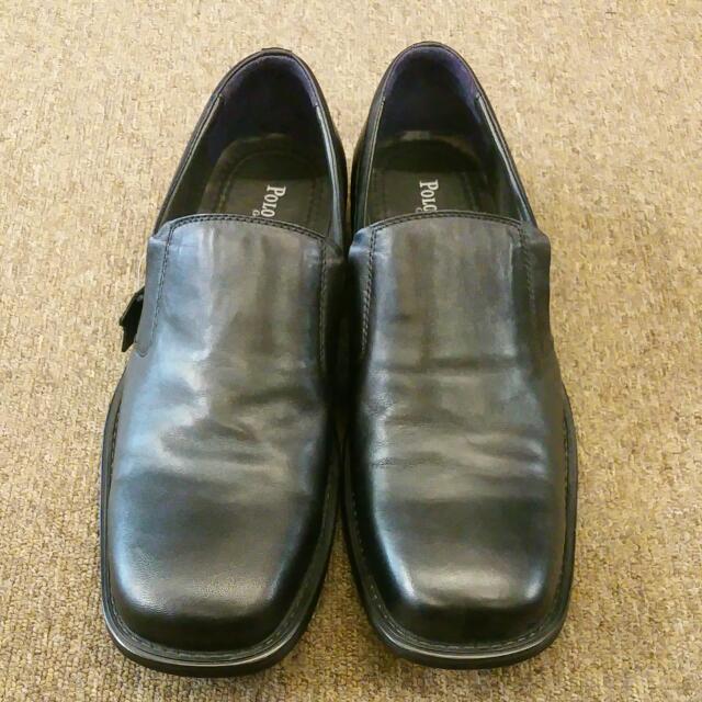 size 14 men black leather shoes 