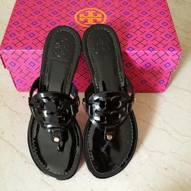 Tory Burch Miller Sandals Patent Leather, Luxury, Sneakers & Footwear on  Carousell