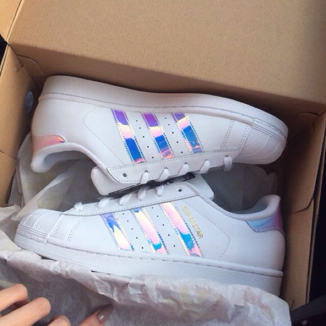 Holographic Adidas Superstar Women s Fashion Footwear Sneakers on Carousell