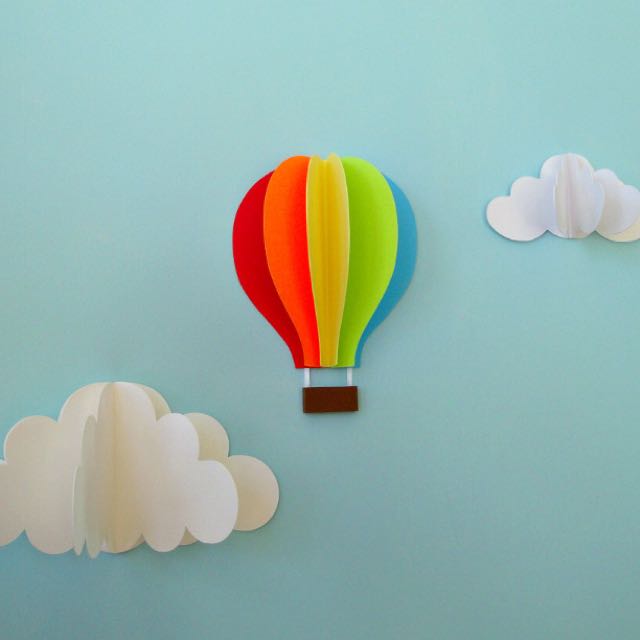 Hot Air Ballon Paper Wall Art 3d Babies Kids On Carousell