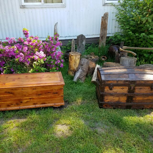 One Cedar Hope Chest One 1920s Steamer Trunk Vintage