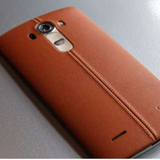 LG G4 (used) Brown Leather cover with foldable cover and spare battery + charge kit