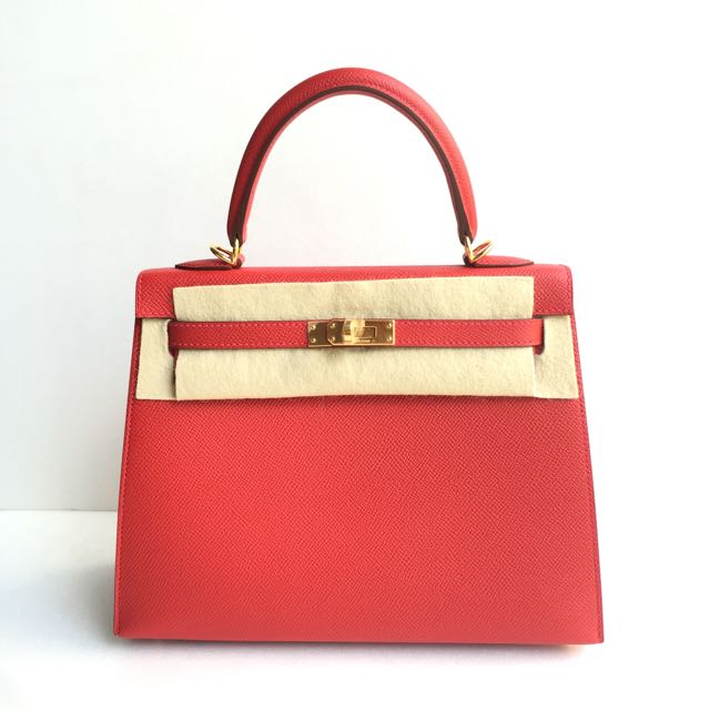 Hermes Kelly Sellier 25 Rouge de Coeur Verso Epsom Palladium Hardware