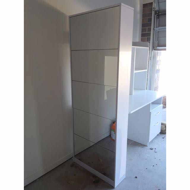 Tall Mirrored Shoe Cabinet For Sale 