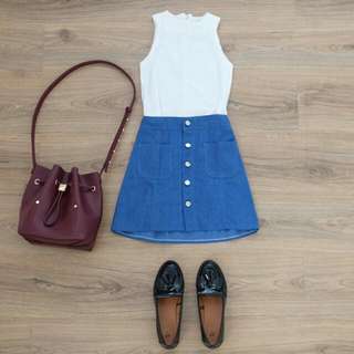 Denim Buttoned Skirt