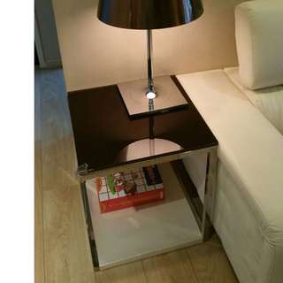 [MOVING OUT OFFER] - Side table with mocha-coated glass-top and metal-polished legs