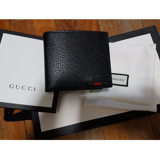 gucci leather bifold wallet with web
