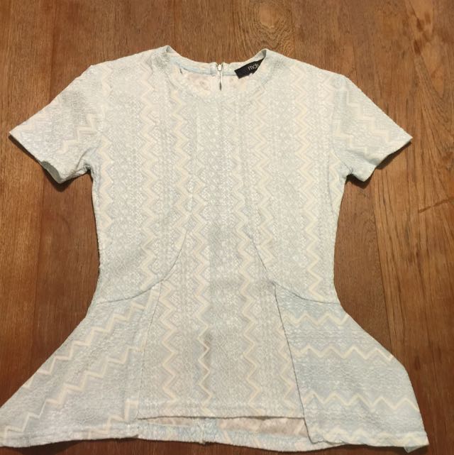 light blue peplum top