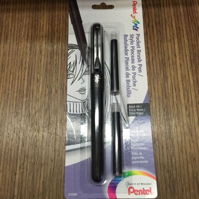 Pentel Pocket Brush Pen With Black Refill Design Craft On Carousell