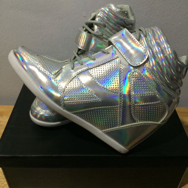iridescent wedge sneaker
