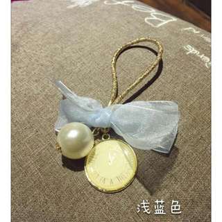 韓版冰淇淋色雪紡時尚掛鐘髮圈-粉藍