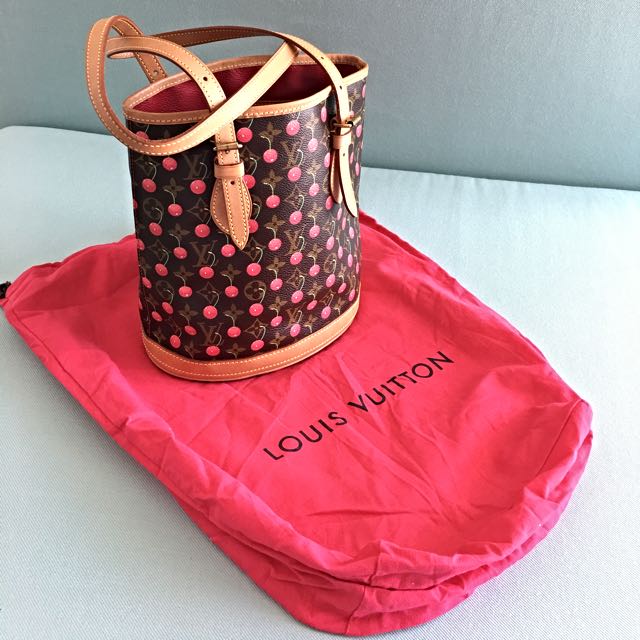 Authentic Louis Vuitton Limited Edition monogram cerises cherry bucket bag