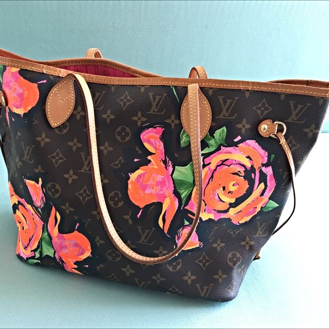 Louis Vuitton, Bags, Limited Edition Authentic Lv Neverfull Mm Stephen  Sprouse Roses Rare