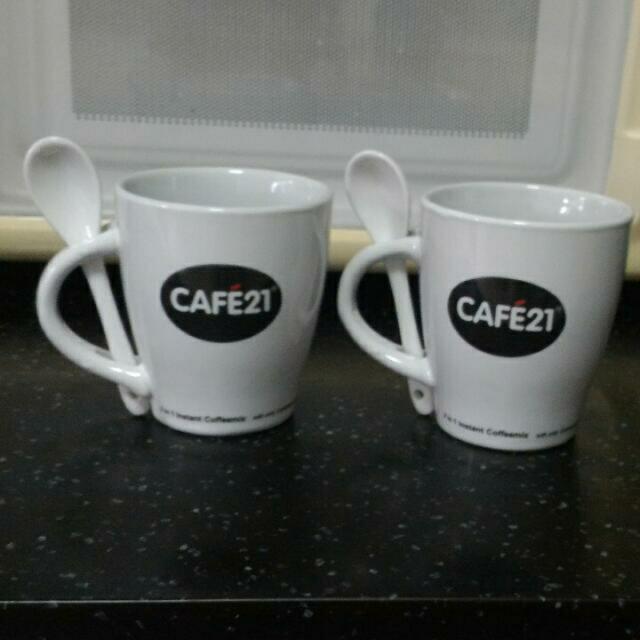 Free Sale Brand New Cafe 21 Coffee Cups Mugs With Spoon Everything Else On Carousell