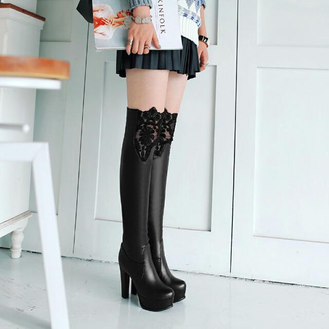 cheap leather thigh high boots