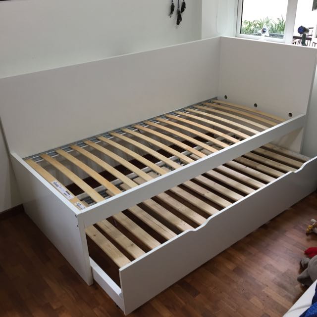 bed ikea flaxa model with underbed furniture home living furniture bed frames mattresses on carousell
