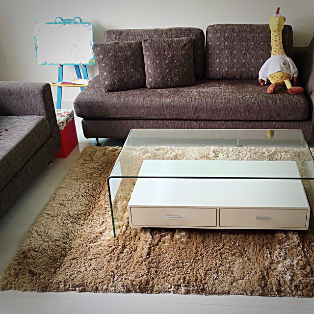 2 Tone Golden Color Carpet 160cm 230cm Hardly Use Furniture On Carousell