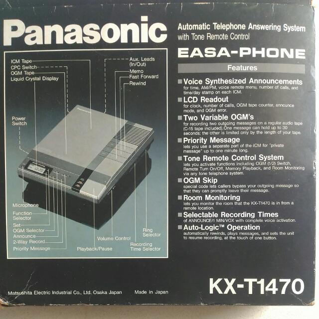Panasonic Automatic Telephone Answering System W Tone Remote Control