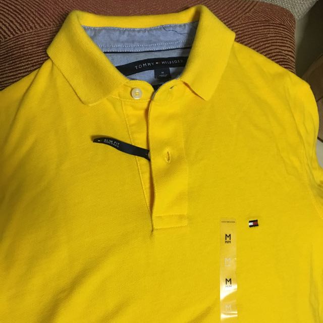 tommy hilfiger yellow polo shirt