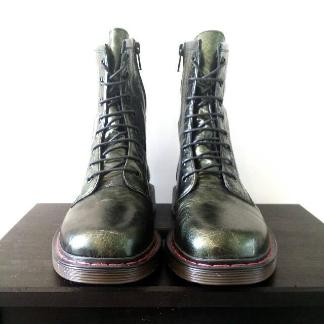 Boemos Italian Leather Boots 38 - Green 
