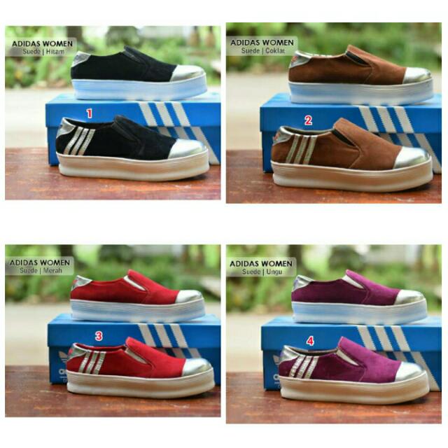 Sepatu Adidas Casual Wanita Slip On Jalan Slop Santai Kampus Kuliah Kerja Murah Hijau Fesyen Wanita Di Carousell