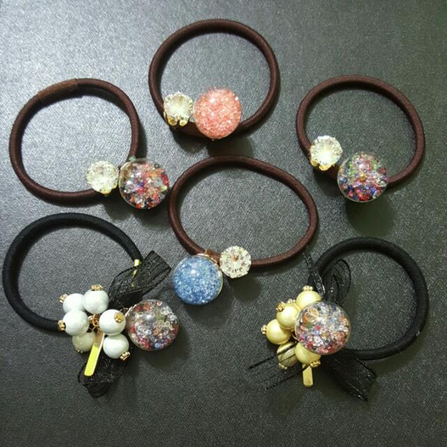 Crystal Glass Ball With Jewel Crystal Hair Ties Women S Fashion