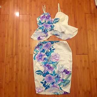Two Piece Floral Print Set