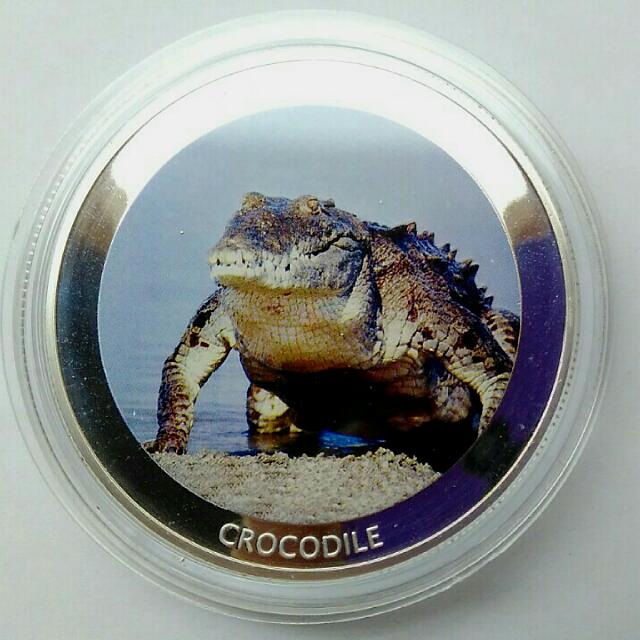 UGANDA 100 SHILLINGS 2010 ALLIGATOR ANIMAL HUGE COIN 50 mm DIAMETER PROOF