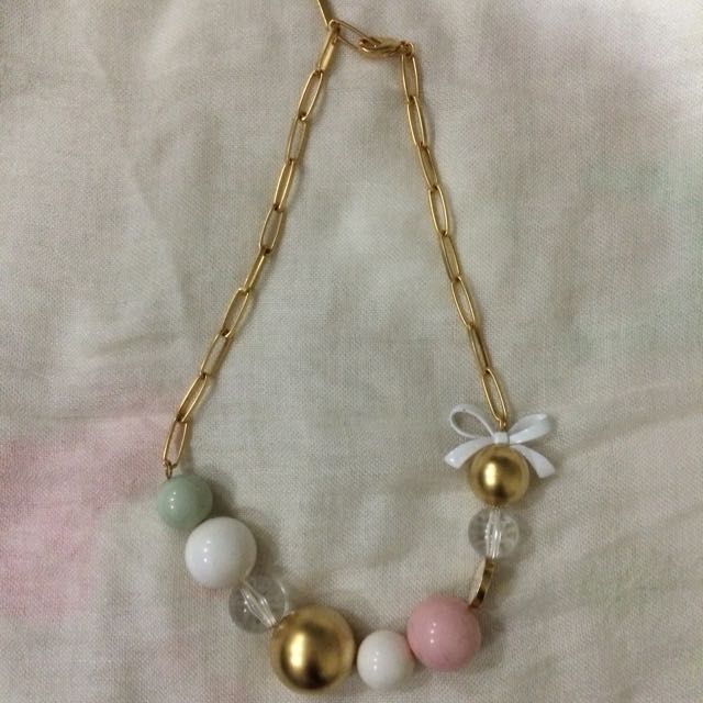 NUANCE Pastel Colors Beads Gold Necklace Fr Korea