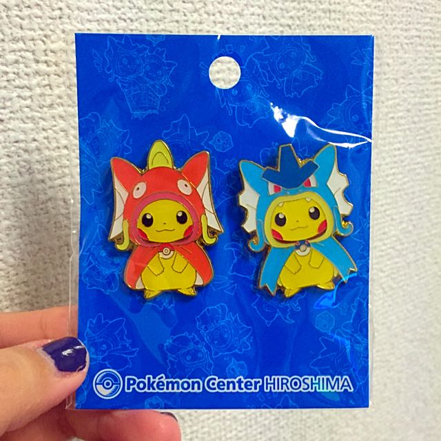 Pokemon Center Hiroshima Exclusive Gyarados Magikarp Pikachu Poncho Pin Hobbies Toys Toys Games On Carousell