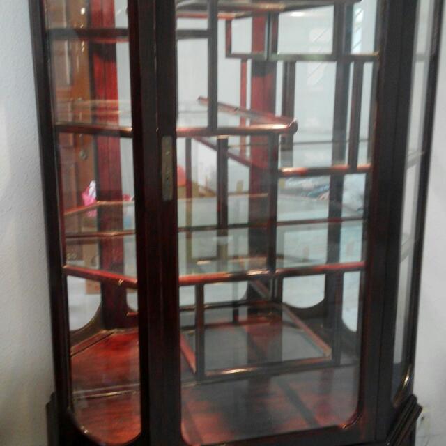 Rosewood Glass Curio Display Cabinet Furniture On Carousell