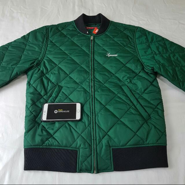 supreme sequin patch quilted bomber jacket