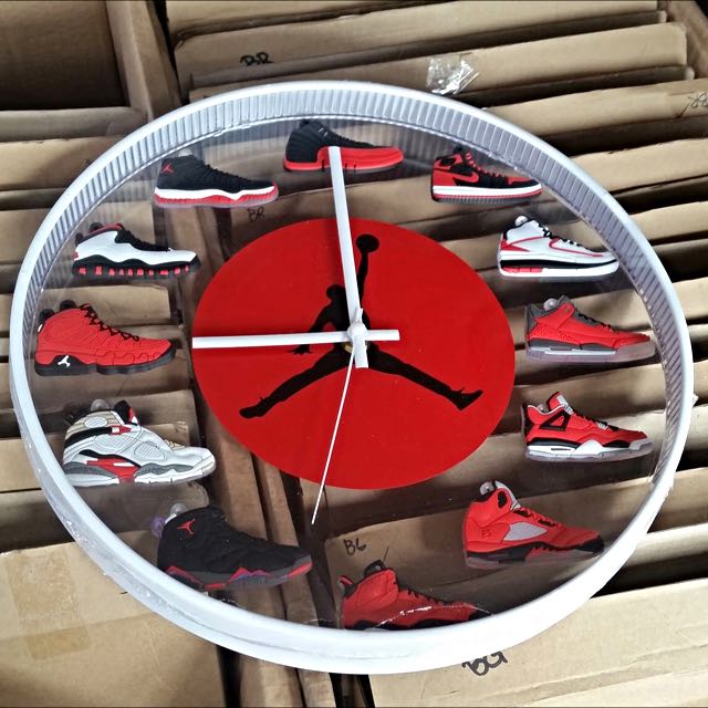 AIR JORDAN SNEAKER WALL CLOCK, Furniture & Home Living, Home Decor