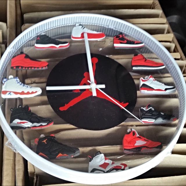 AIR JORDAN SNEAKER WALL CLOCK, Furniture & Home Living, Home Decor