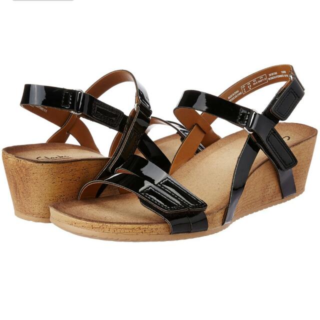 clarks patent leather sandals