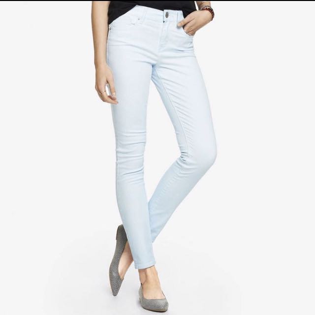 bluish white jeans