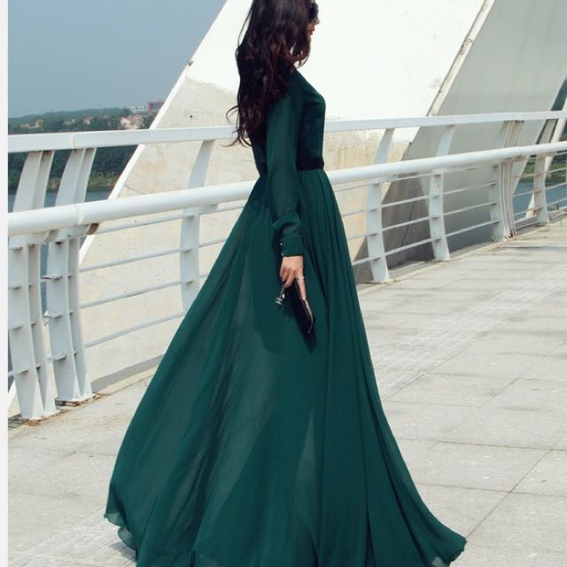 Classy green dress clearance