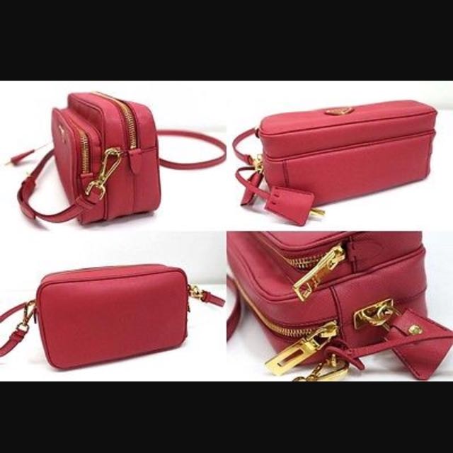 prada camera bag red